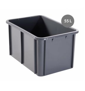 Bak Zonder deksel grijs plastic xx31.5 55 L vaste bodem volle wanden Gilac