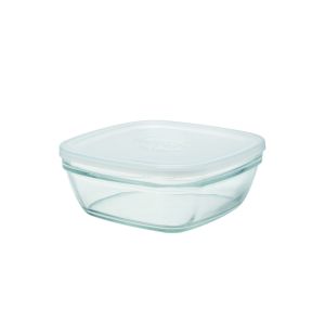 Boîte avec couvercle carré transparent verre trempé 23,2 cm Freshbox Duralex
