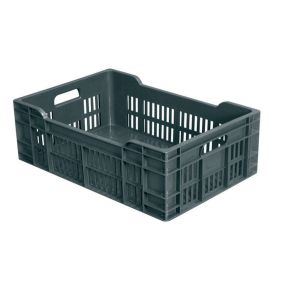 Open bak met volledige bodem Zonder deksel grijs plastic xx20 40 L vaste bodem geperforeerde wanden Gilac