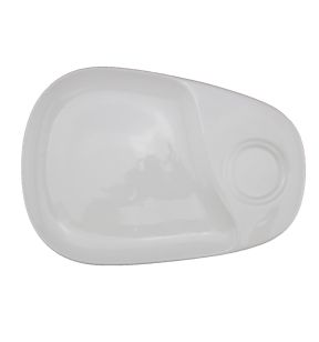 Sous-tasse à café gourmand ovale ivoire porcelaine 23 cm Pro.mundi