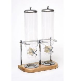 Distributeur à céréales 2X 3L beige bois 38 cm Legno Zepe