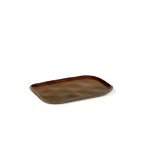 Assiette plate rectangulaire brun grès émaillé 14,5x10,5 cm Merci Serax