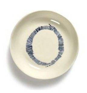 Plat rond blanc swirl - stripes bleu grès émaillé Ø 11,5 cm Feast By Ottolenghi Serax