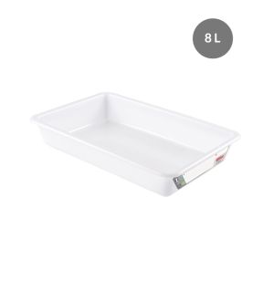 Platte haccp bak Zonder deksel wit plastic xx7.5 8 L vaste bodem volle wanden Gilac