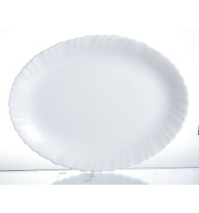 Plat ovale blanc verre opal 33 cm Feston Luminarc