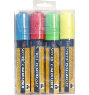 Feutres craie couleur pointe large bleu Securit (4 pièces)
