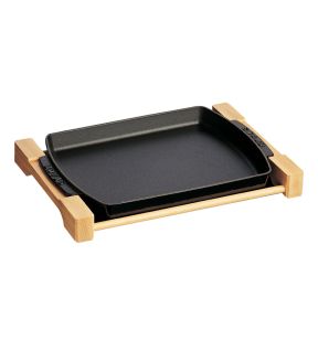 Assiette rectangulaire noir fonte d'acier 33x23 cm Staub