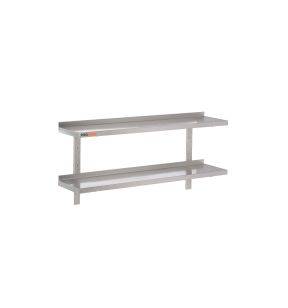 Wandplank inox 160 x 40 2 niveaus with headboard 25 kg Pro.inox