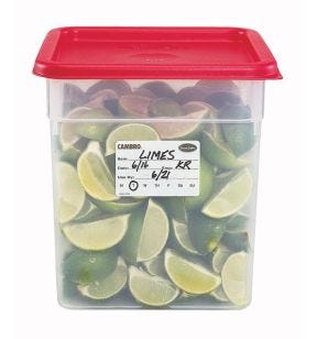 Boîte distributrice de 250 étiquettes de traçabilité alimentaire hydrosolubles papier 7,6x5 cm Non repositionnable Non décollable Storesafe Cambro (250 pièces)