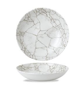 Diep randloos bord rond Agate grey porselein Ø 24.8 Kintsugi Churchill