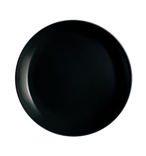 Assiette coupe plate rond noir verre trempé Ø 25 cm Diwali Luminarc