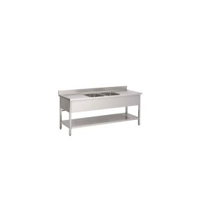2-bakken vaatwasser inox 200 x 85 with headboard with shelf Pro.inox