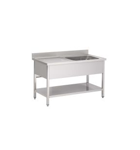 Vaatwasser met 1 bak inox 120 x 85 with headboard rechts with shelf Pro.inox