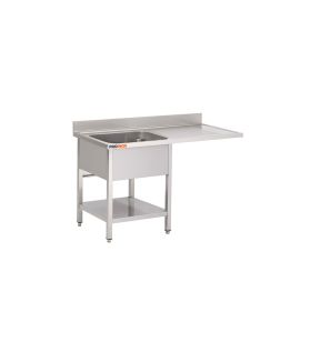 1-kops vaatwasser met ruimte voor vaatwasser inox 120 x 85 with headboard rechts with shelf Pro.inox