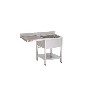 1-kops vaatwasser met ruimte voor vaatwasser inox 120 x 85 with headboard links with shelf Pro.inox
