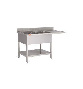 2-kops vaatwasser met ruimte voor vaatwasser inox 180 x 85 with headboard rechts with shelf Pro.inox