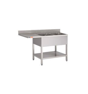 2-kops vaatwasser met ruimte voor vaatwasser inox 160 x 85 with headboard links with shelf Pro.inox