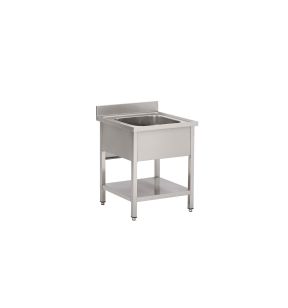 Vaatwasser met 1 bak inox 70 x 85 with headboard with shelf Pro.inox