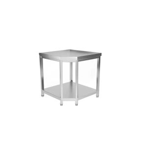 Hoektafel inox 85 x 60 with headboard with shelf Pro.inox