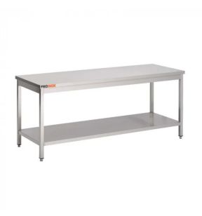 Table centrale inox 60 cm x 85 cm Sans dosseret Avec étagère Proinox