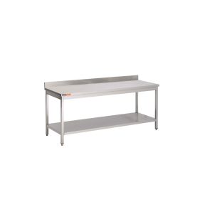 Table inox 140 cm x 85 cm Avec dosseret Avec étagère Proinox